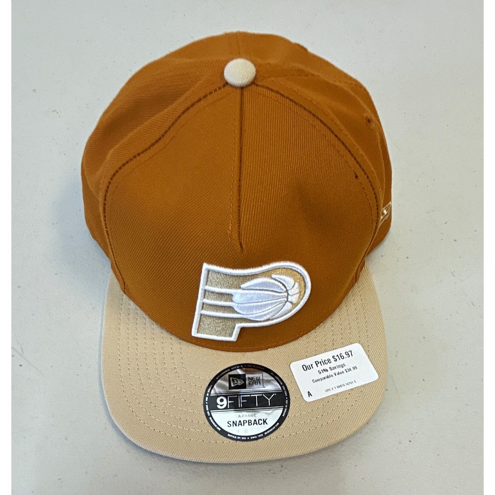 New Era 9FIFTY Indiana Pacers NBA Snapback Cap One Size Brown Beige